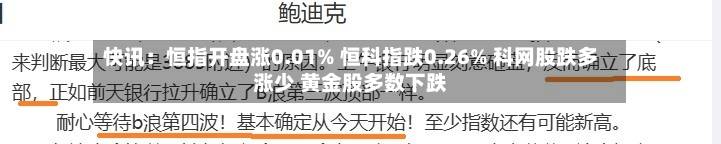 快讯:恒指开盘涨0.01% 恒科指跌0.26% 科网股跌多涨少 黄金股多数下跌-第2张图片