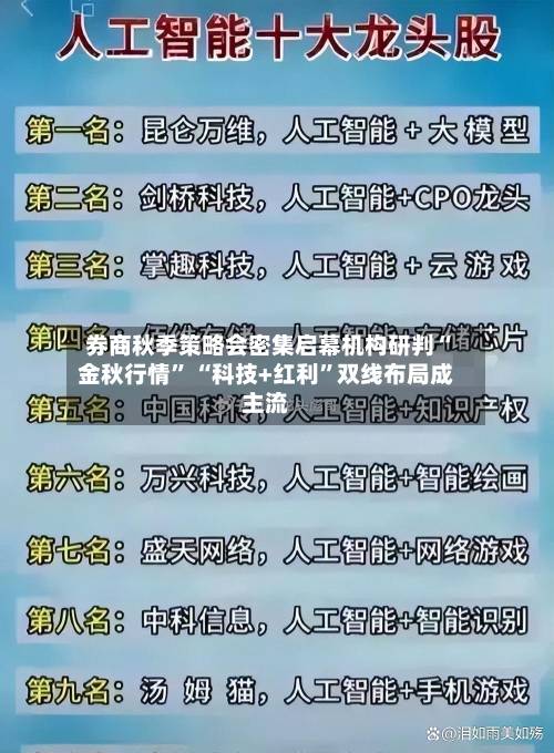 券商秋季策略会密集启幕机构研判“金秋行情	” “科技+红利”双线布局成主流-第2张图片