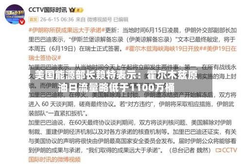 美国能源部长赖特表示:霍尔木兹原油日流量略低于1100万桶-第2张图片