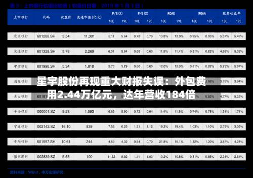 星宇股份再现重大财报失误：外包费用2.44万亿元，达年营收184倍
