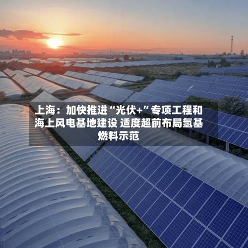 上海：加快推进“光伏+”专项工程和海上风电基地建设 适度超前布局氢基燃料示范