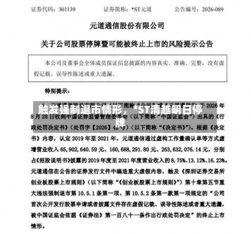 触发强制退市情形	，*ST清越明日停牌-第3张图片