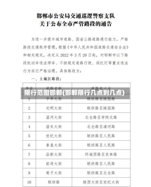 限行范围邯郸(邯郸限行几点到几点)-第3张图片